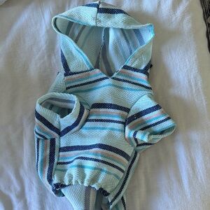 Striped Blue and White Dog Hoodie
